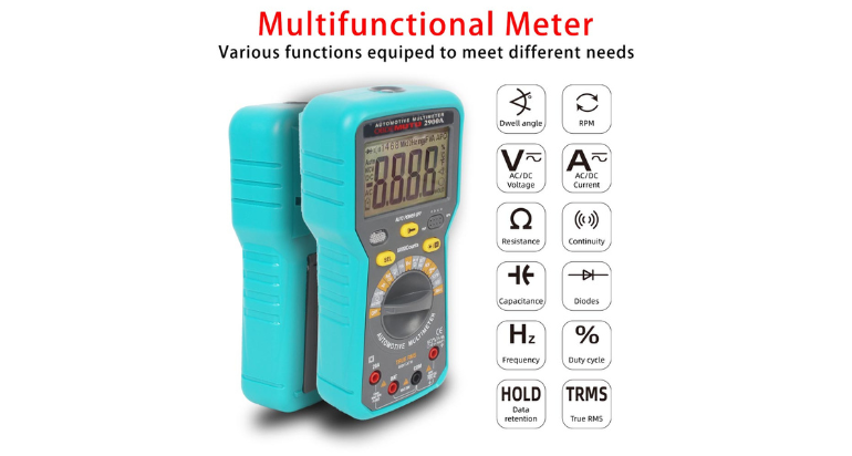 2900A Digital Multimeter 6000 Counts Dwell Angle RPM Meter AC DC Voltage Current Crystal Triode HFE Parameter Automatic Gauge
